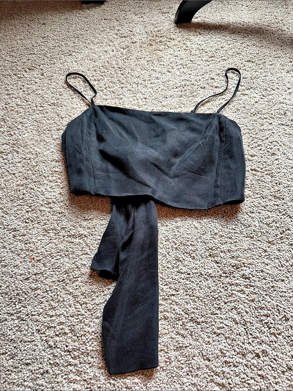 J.Crew Tie-back linen-cupro blend tank top Black Small